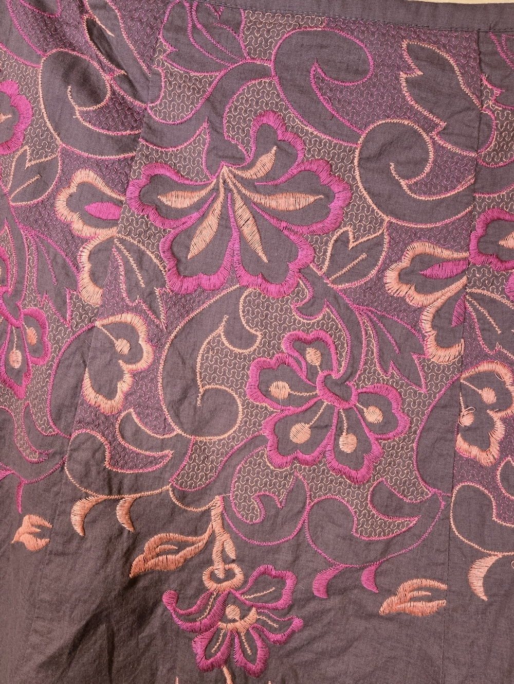 Axcess Liz Claiborne Women's Skirt Knee Length Brown Embroidered Floral 12 Lined - Picture 2 of 6